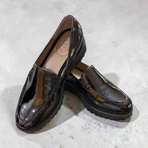 Franco Sarto Black Patent Slip-On Loafers